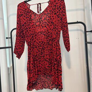 Red and Black Print Dress